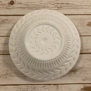 Vintage Indiana Glass White Milk Glass Cut Laurel Leaf Pattern 10" Bowl